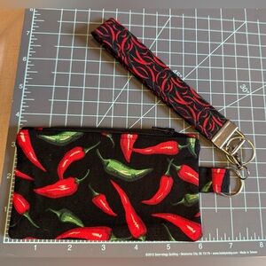 Chili Pepper Coin Purse Keyfob Wristlet